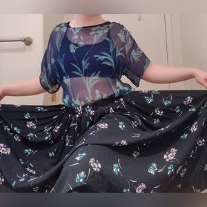 Pleated floral banana republic skirt